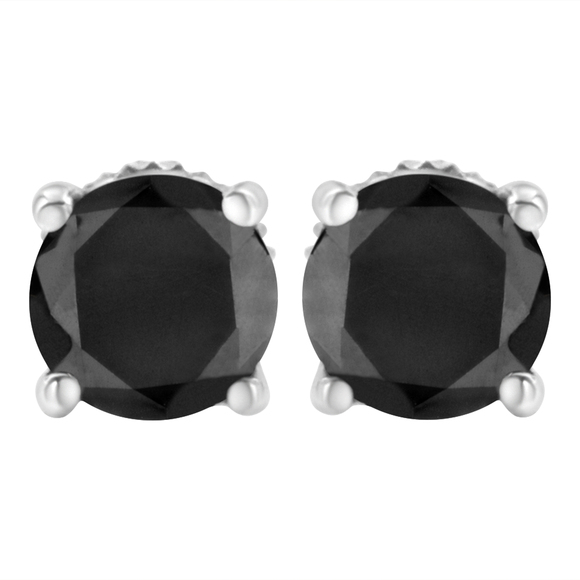 .925 Sterling Silver 1.00 Cttw Round Brilliant-Cut Black Diamond Classic